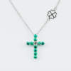 Collana Croce Fidelis bianco smeraldi - Gioielleria Casavola Noci - Regalo battesimo - Misura grande
