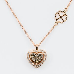 Collana Cuore Liberty Brown - Gioielleria Casavola di Noci - gioiello in oro rosa 18 carati con diamanti marroni - idee regalo compleanno fidanzata