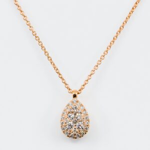 Collana goccia Liberty Rose - Gioielleria Casavola di Noci - gioiello in oro rosa 18 carati con diamanti - idee regalo laurea ragazza