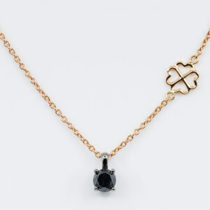Collana punto luce diamante nero uomo Black Rose - Gioielleria Casavola di Noci - gioiello in oro rosa 18 carati - idee regalo compleanno 30 anni marito
