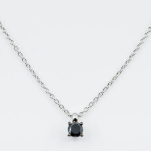 Collana punto luce diamante nero uomo Black&White - Gioielleria Casavola di Noci - gioiello in oro bianco 18 carati - idee regalo compleanno 30 anni marito
