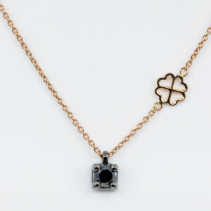 Collana punto luce diamante nero uomo Blackstone Rose - Gioielleria Casavola di Noci - gioiello in oro rosa 18 carati - idee regalo compleanno fidanzato