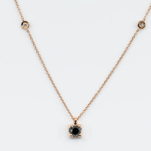Collana punto luce diamante nero uomo rosé square - Gioielleria Casavola di Noci - gioiello in oro rosa 18 carati - idee regalo compleanno 40 anni marito