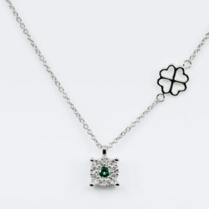 Collana Invisible Beau Émeraude White - Gioielleria Casavola di Noci - gioiello in oro bianco 18 carati con diamanti - idee regalo compleanno 18 anni ragazza