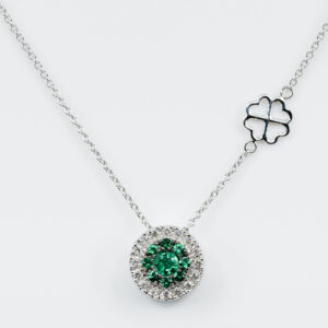 Collana Invisible tonda diamanti smeraldi White - Gioielleria Casavola di Noci - gioiello in oro bianco 18 carati - idee regalo per una neomamma