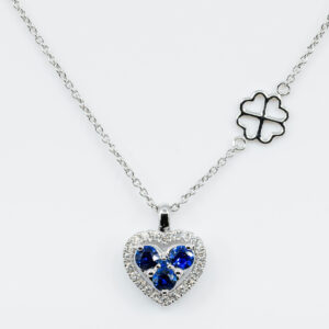 Collana cuore invisible zaffiri e diamanti White- Gioielleria Casavola di Noci - gioiello in oro bianco 18 carati - idee regalo compleanno 40 anni moglie