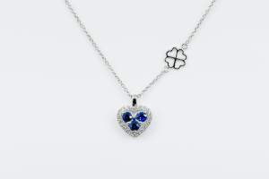 Collana cuore invisible zaffiri e diamanti White - Gioielleria Casavola Noci - idee regalo donne