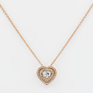 Collana cuore pavè diamanti rose Prestige - Gioielleria Casavola di Noci - gioiello in oro rosa 18 carati - idee regalo romantiche per fidanzata