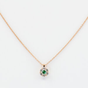 Collana Invisible Fleur Émeraude Rose - Gioielleria Casavola di Noci - in oro rosa 18 carati con diamanti - idee regalo compleanno 18 anni ragazza