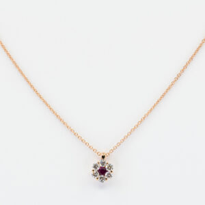 Collana Invisible Fleur Rubis Rose - Gioielleria Casavola di Noci - gioiello in oro rosa 18 carati con diamanti - idee regalo compleanno 18 anni ragazza