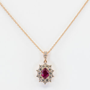 Collana rubino Star Anise Nature Rosè - Gioielleria Casavola di Noci - in oro rosa 18 carati con diamanti - idee regalo compleanno 50 anni moglie