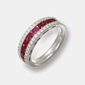 Anello a fascia rubini white Prestige - Gioielleria Casavola di Noci - in oro bianco 18 carati con diamanti - idee regalo compleanno 70 anni nonna