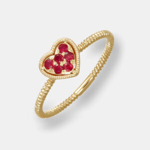 Anello cuore rubini Enjoy Yellow - Gioielleria Casavola di Noci - in oro giallo 18 carati - idee regalo per compleanno 18 anni ragazza
