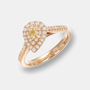 Anello halo goccia diamante fancy Prestige Rosé - Gioielleria Casavola di Noci - gioiello in oro rosa 18 carati - idee regalo proposta di matrimonio originale