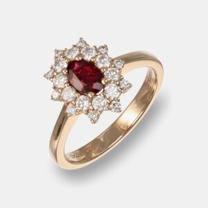 Anello rubino Star Anise Nature Rosè - Gioielleria Casavola di Noci - gioiello in oro rosa 18 carati con diamanti - idee regalo compleanno ragazza 30 anni