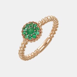 Anello tondo smeraldi Enjoy Rosé - Gioielleria Casavola di Noci - in oro rosa 18 carati - idee regalo per festeggiare 18 anni ragazza