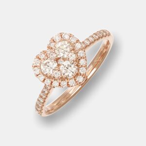 Anello cuore Liberty Pavé Rosé - Gioielleria Casavola di Noci - gioiello in oro rosa 18 carati con diamanti - idee regalo proposta di matrimonio romantica