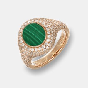 Anello da mignolo diamanti e malachite Prestige - Gioielleria Casavola di Noci - gioiello in oro rosa 18 carati - idee regalo compleanno 40 anni donna