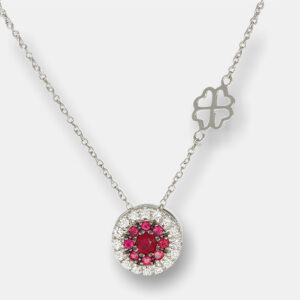Collana Invisible tonda diamanti rubini White - Gioielleria Casavola di Noci - in oro bianco 18 carati - idee regalo per una neomamma