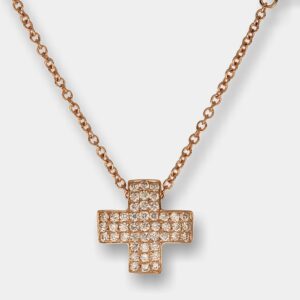 Collana croce diamanti Angelus Rosé Lite - Gioielleria Casavola di Noci - gioiello in oro rosa 18 carati - idee regalo cresima ragazza