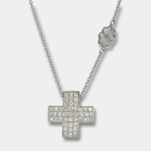 Collana croce diamanti Angelus White Lite - Gioielleria Casavola di Noci - gioiello in oro bianco 18 carati - idee regalo cresima ragazzo