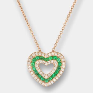 Collana cuore smeraldi diamanti pavé Rosé Prestige - Gioielleria Casavola di Noci - in oro rosa 18 carati - idee regalo compleanno 40 anni moglie