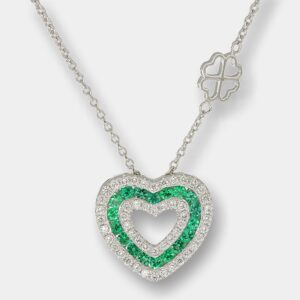 Collana cuore smeraldi diamanti pavé White Prestige - Gioielleria Casavola di Noci - in oro bianco 18 carati - idee regalo compleanno 40 anni moglie