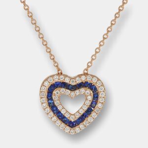 Collana cuore zaffiri diamanti pavé Rosé Prestige - Gioielleria Casavola di Noci - gioiello in oro rosa 18 carati - idee regalo compleanno 30 anni donna