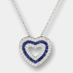 Collana cuore zaffiri diamanti pavé White Prestige - Gioielleria Casavola di Noci - gioiello in oro bianco 18 carati - idee regalo compleanno 30 anni donna