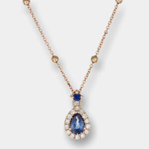 Collana goccia zaffiro Blue Nature Rose - Gioielleria Casavola di Noci - gioiello in oro rosa 18 carati con diamanti - idee regalo compleanno 50 anni moglie