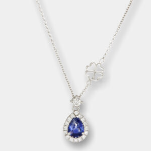 Collana goccia zaffiro Shiny Nature White - Gioielleria Casavola di Noci - gioiello in oro bianco 18 carati con diamanti - idee regalo compleanno 50 anni moglie