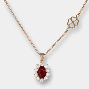 Collana rubino Sunflower Nature Rose - Gioielleria Casavola di Noci - in oro rosa 18 carati con diamanti - idee regalo compleanno 40 anni donna