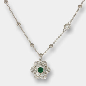 Collana smeraldo Water Lily Nature White - Gioielleria Casavola di Noci - in oro bianco 18 carati con diamanti - idee regalo compleanno fidanzata