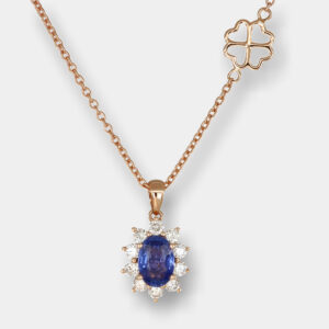 Collana zaffiro Sunflower Nature Rose - Gioielleria Casavola di Noci - gioiello in oro rosa 18 carati con diamanti - idee regalo compleanno 50 anni moglie