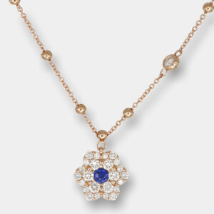 Collana zaffiro Water Lily Nature Rose - Gioielleria Casavola di Noci - gioiello in oro rosa 18 carati con diamanti - idee regalo compleanno 18 anni ragazza