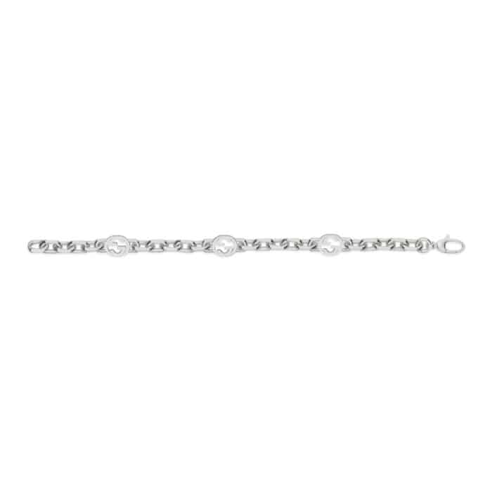 Gucci Interlocking YBA620798002 - Gioielleria Casavola di Noci - bracciale in argento sterling con logo doppia G - immagine steso frontale