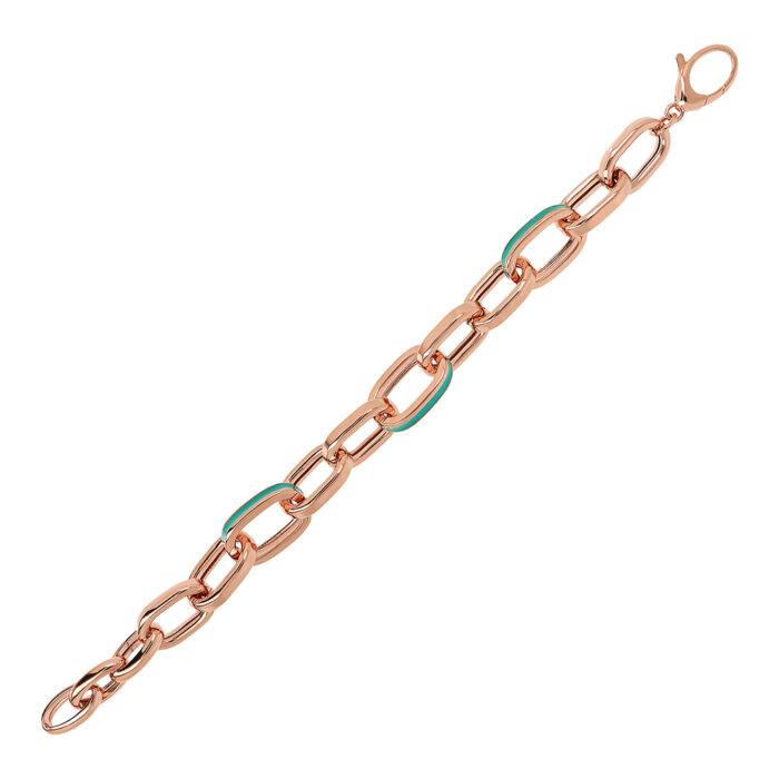 Bracciale maglie ovali smaltate Bronzallure WSBZ02126TIFF - Gioielleria Casavola di Noci - idee regalo compleanno mamma 40 anni - color oro rosa