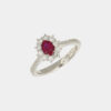 Anello rosetta rubino 0.52 ct Pavé Prestige White - Gioielleria Casavola di Noci - idee regalo compleanno 50 anni moglie - oro bianco e diamanti