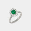 Anello rosetta smeraldo Zambia 0.59 ct Prestige White - Gioielleria Casavola di Noci - idee regalo compleanno 50 anni moglie - in oro bianco con diamanti