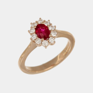 Anello rubino 0.67 ct Sunflower Nature Rosé - Gioielleria Casavola di Noci - gioiello in oro rosa 18 carati con diamanti - idee regalo per una neomamma