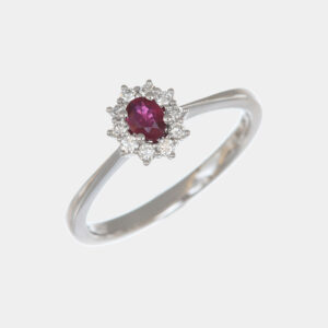 Anello rubino Pretty Sunflower Nature White - Gioielleria Casavola di Noci - in oro bianco 18 carati con diamanti - idea regalo compleanno 18 anni ragazza