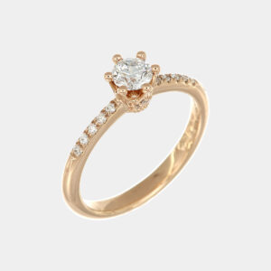 Anello solitario corona con diamanti rosè - Gioielleria Casavola di Noci - idee regalo per proposta di matrimonio in oro rosa 18 carati