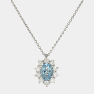 Collana acquamarina Sunflower Nature - Gioielleria Casavola di Noci - gioiello in oro bianco 18 carati con diamanti - idee regalo compleanno 18 anni ragazza