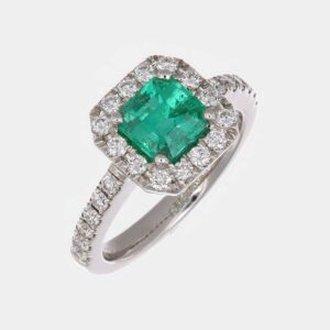 Anello smeraldo ottagonale colombiano Prestige - Gioielleria Casavola di Noci - anello in oro bianco 18 carati con diamanti - idee regalo compleanno 50 anni moglie