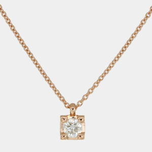 Collana punto luce diamante griffe quadro Rosè - Gioielleria Casavola di Noci - gioiello in oro rosa 18 carati - idee regalo compleanno fidanzata giovane