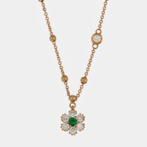 Collana smeraldo Altea Nature Rosè - Gioielleria Casavola di Noci - in oro rosa 18 carati con diamanti - idee regalo per una neomamma