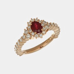 Anello rubino rose Crown Prestige - Gioielleria Casavola di Noci - gioiello in oro rosa 18 carati con diamanti - idee regalo per una proposta di matrimonio indimenticabile