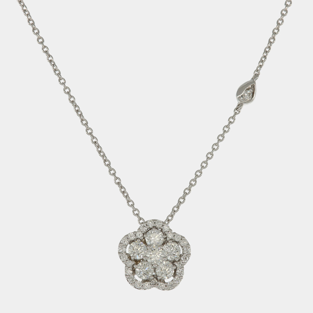 Collana fiore diamanti Cornflower Nature White - Gioielleria Casavola di Noci - gioiello in oro bianco 18 carati - idee regalo romantiche compleanno fidanzata