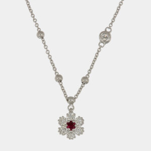 Collana rubino Altea Nature White - Gioielleria Casavola di Noci - in oro bianco 18 carati con diamanti - idee regalo compleanno 18 anni ragazza