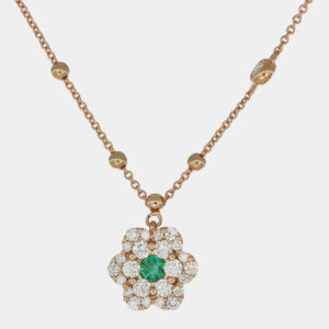 Collana smeraldo Water Lily Nature Rose - Gioielleria Casavola di Noci - in oro rosa 18 carati con diamanti - idee regalo 40 anni moglie